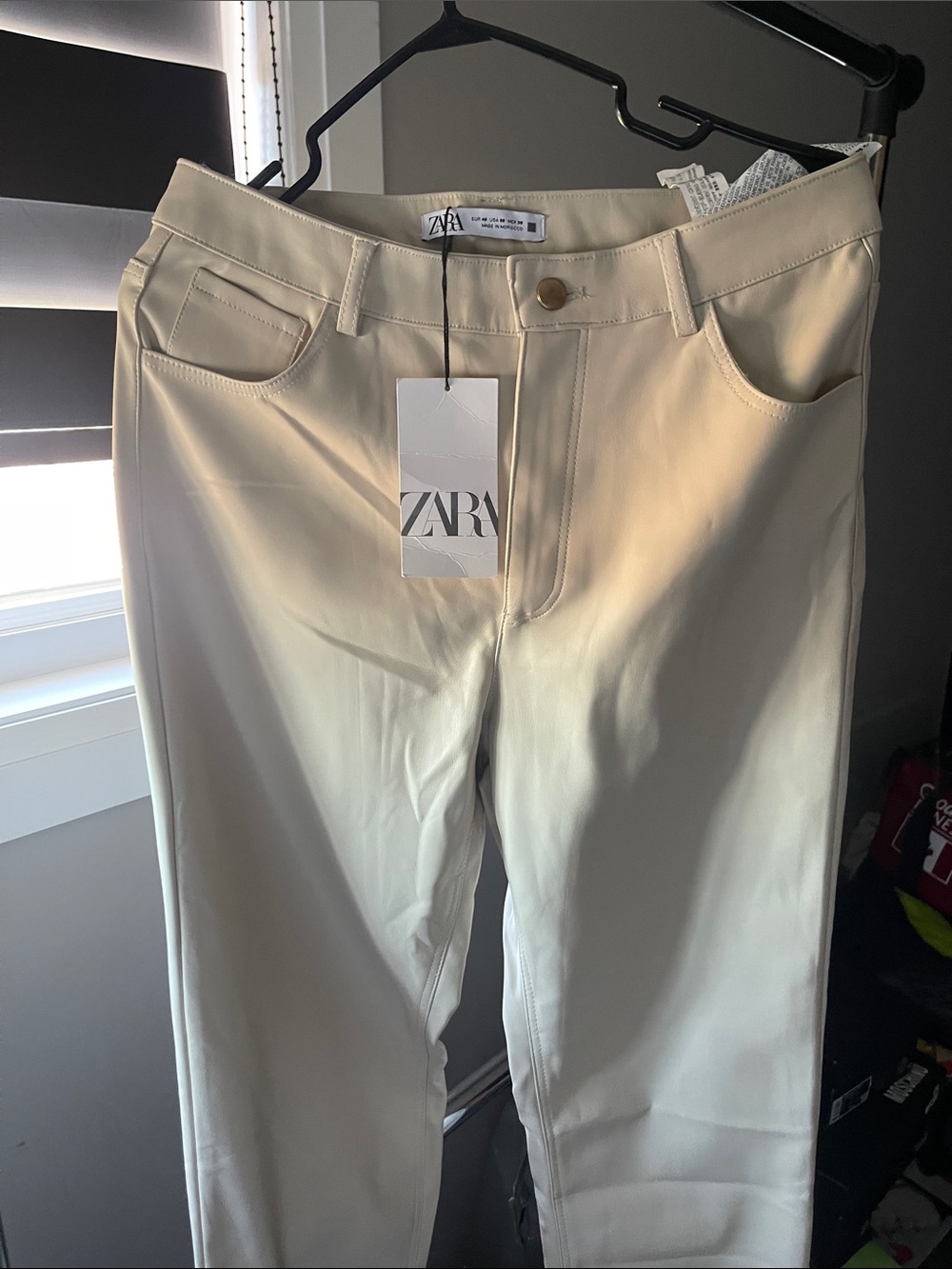Zara Cream/Tan Straight-Leg Pants